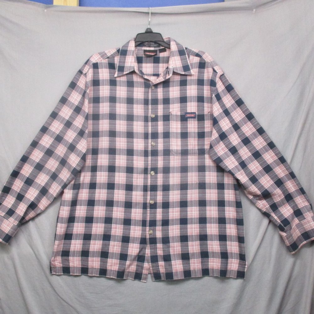 Dickies Plaid Long Sleeve Button‎ Down Pocket Shirt Men Size | L